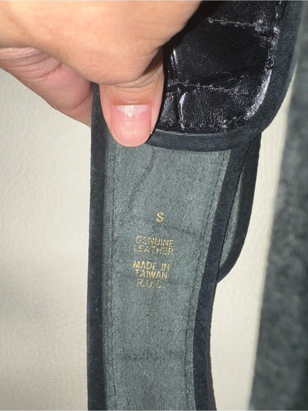 Express Black Leather Belt with Curved Gold Buckle